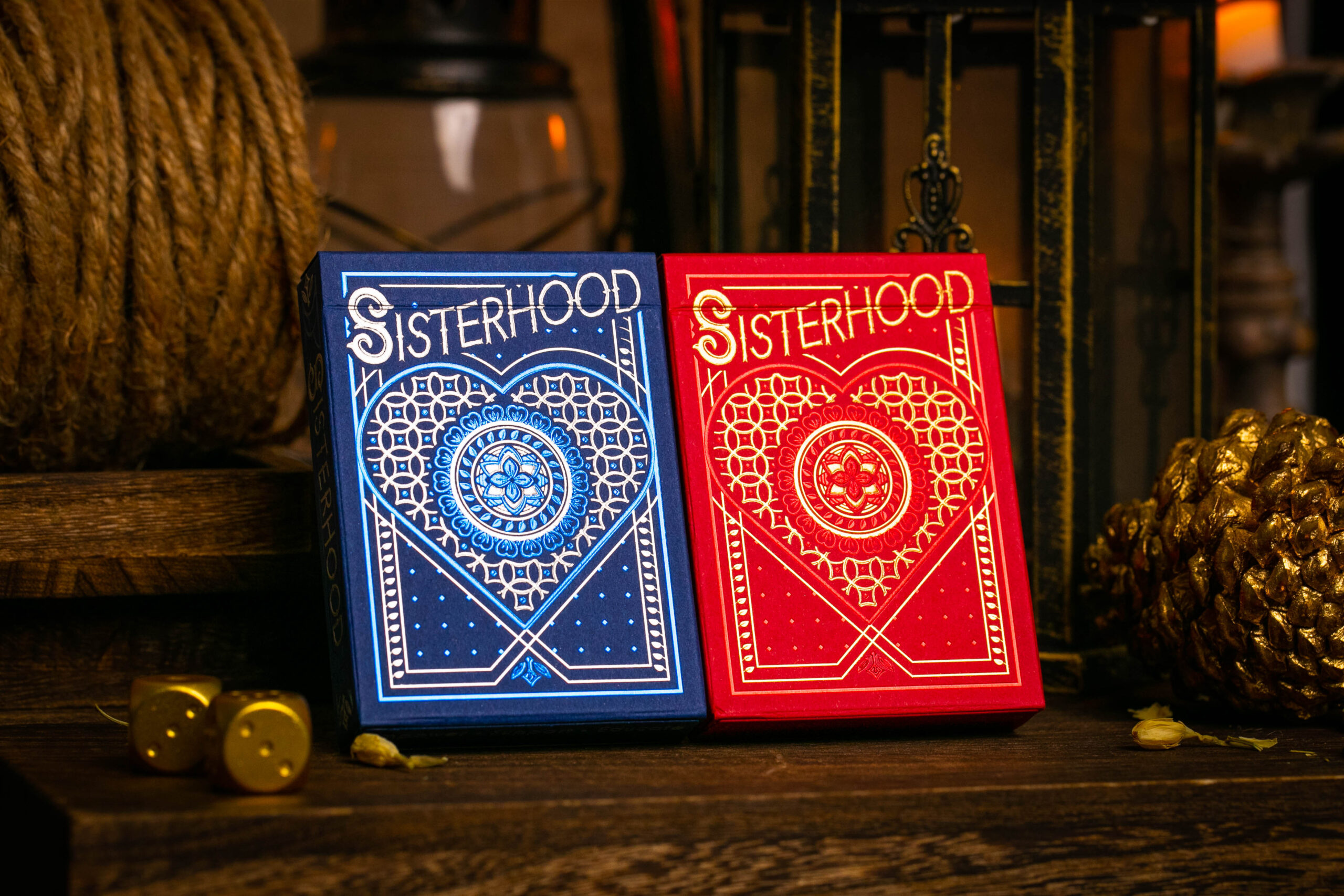 Sisterhood Playing Cards Tuck Boxes Red Blue